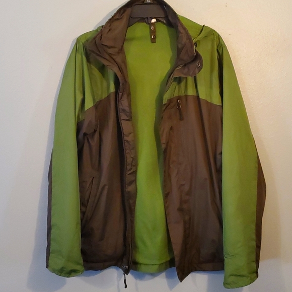 ☆HP☆ 3 in 1 Champion Coat. Heavy ski/puffer &  wind breaker zip in. Green/Gray S - Picture 4 of 14